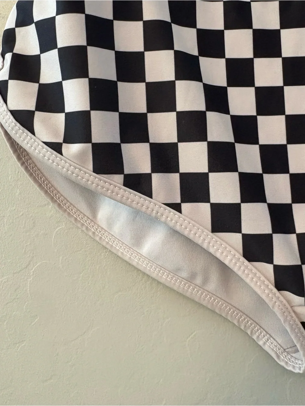 Salt Gypsy Betty high waisted boyshort surf bottoms white black checkers medium